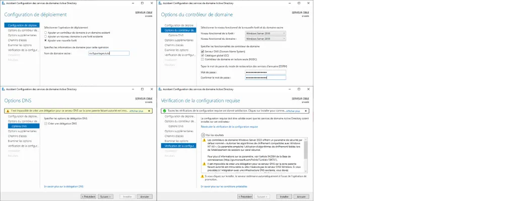 Étapes de configuration du rôle AD DS
