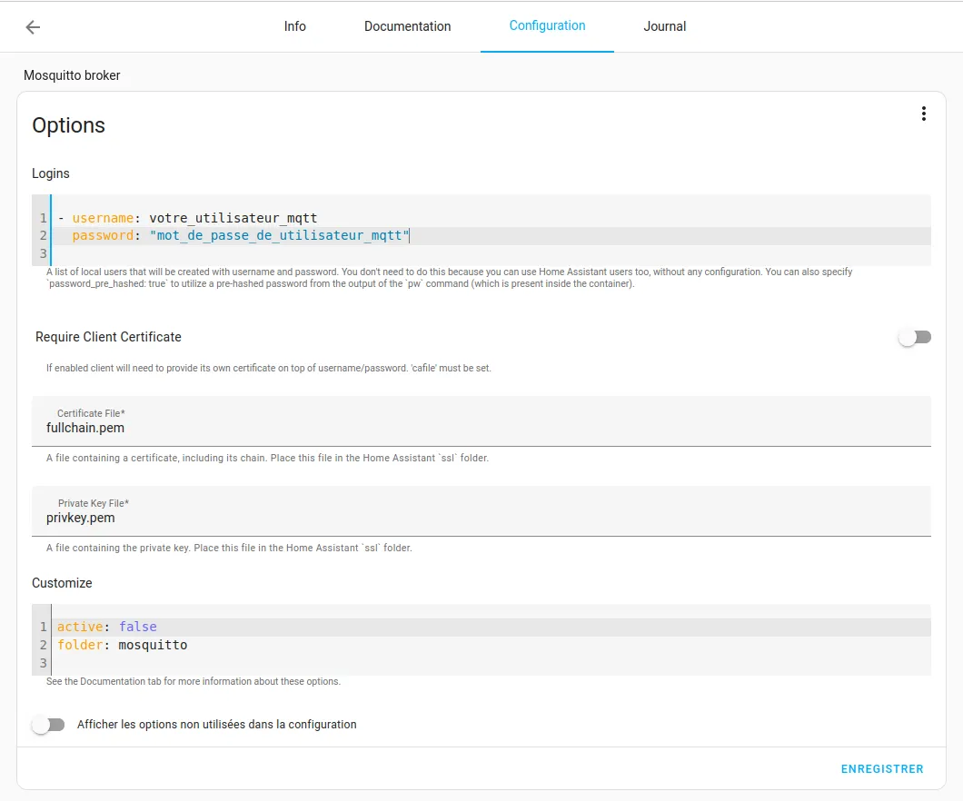 Configuration de l'utilisateur MQTT dans Mosquitto Broker