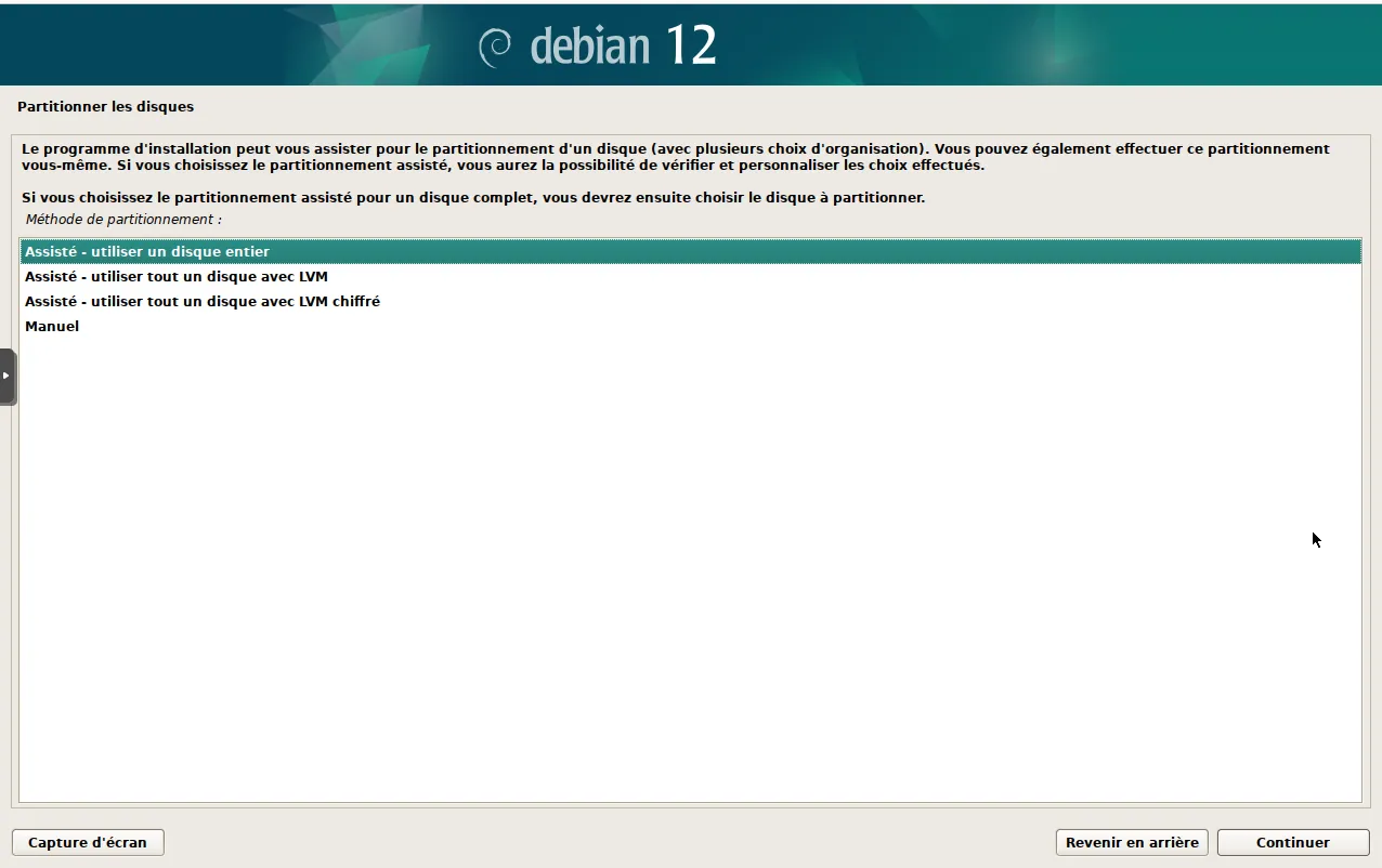 Partitionnement assisté du disque