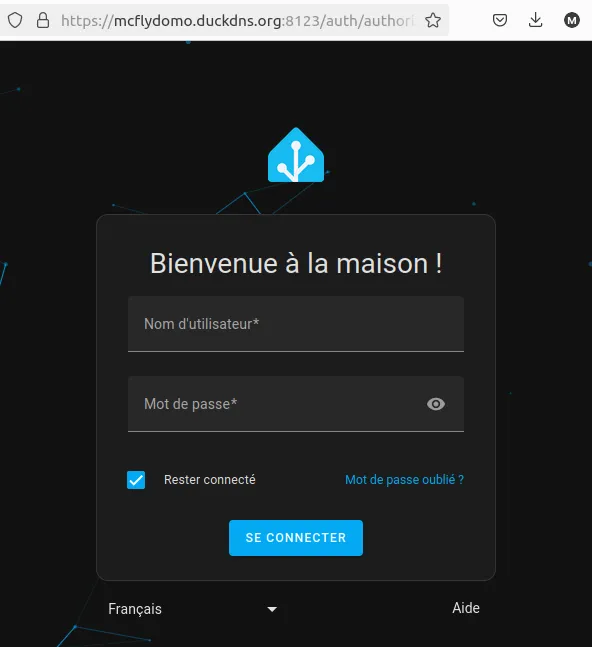 Vérification du bon fonctionnement de l'accès extérieur depuis l'adresse DuckDNS