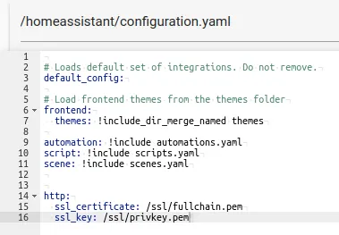 Ajout de DuckDNS dans le fichier configuration.yaml de Home Assistant