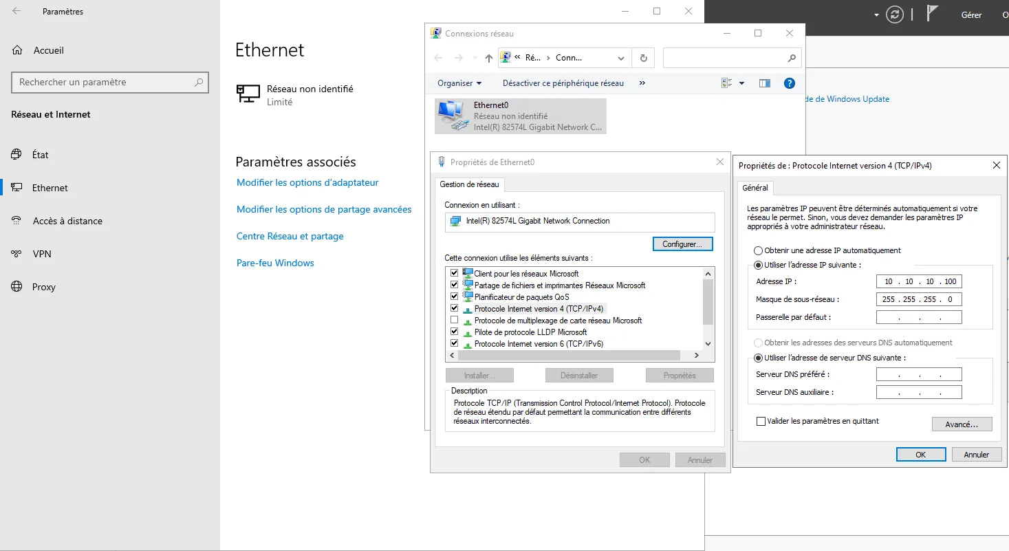 Fixer une IP V4 sous Windows depuis les paramètres de la carte réseau