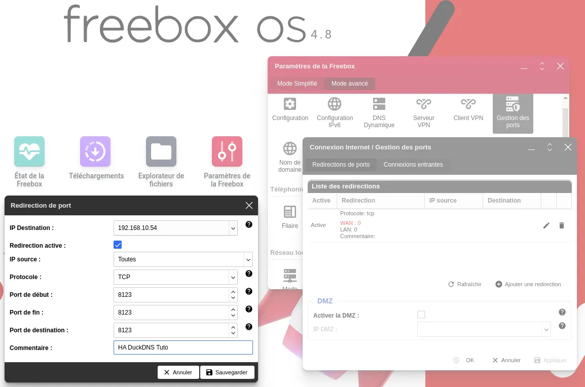 Ouverture de port depuis une Freebox