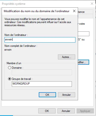 Changer le nom de Windows Server