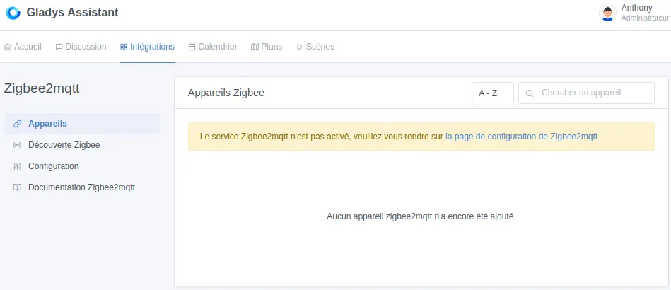 Intégration Zigbee2MQTT dans Gladys Assistant