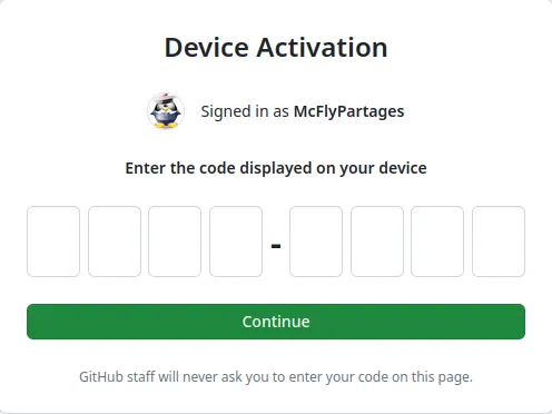 Code de verification sur GitHub