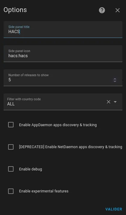 Configuration de HACS