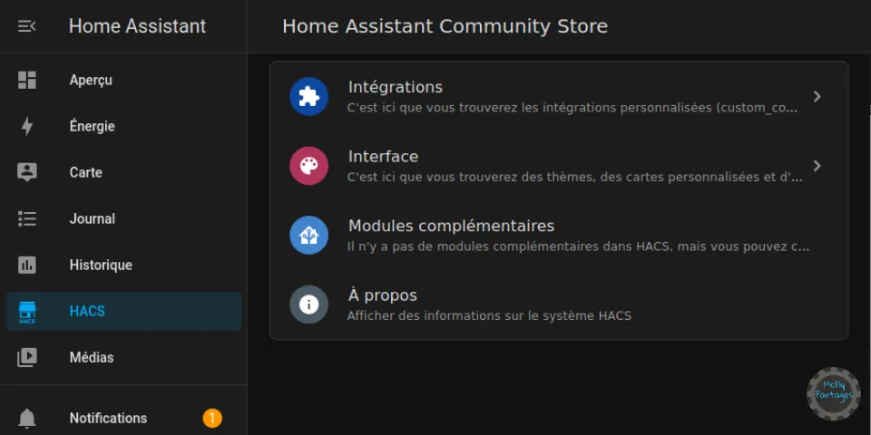 Home Assistant - Ajout du magasin alternatif communautaire HACS