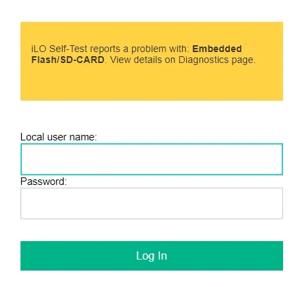 Erreur iLO Embedded Flash sur la page de connexion