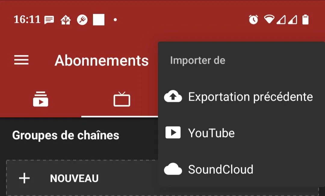 Importer Youtube sur Newpipe