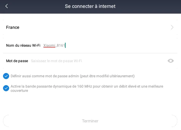 Configuration des informations du routeur via l'interface Mi Wi-Fi