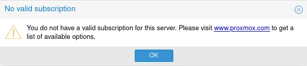 Proxmox No Valid Subscription
