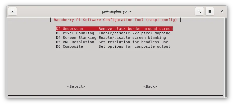 Rspi-config display options