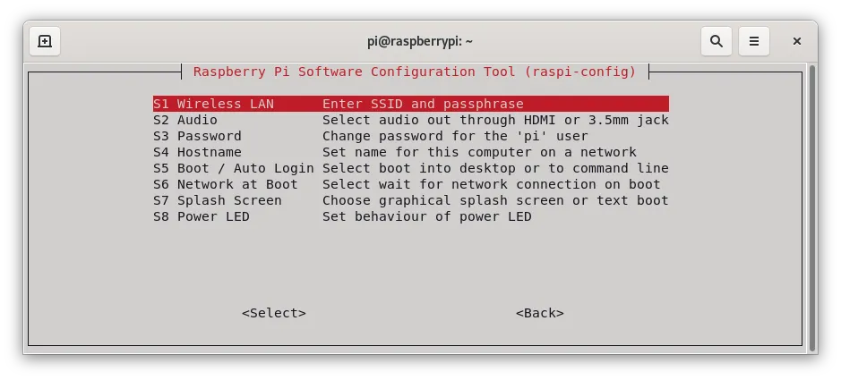 Raspi-config System Options