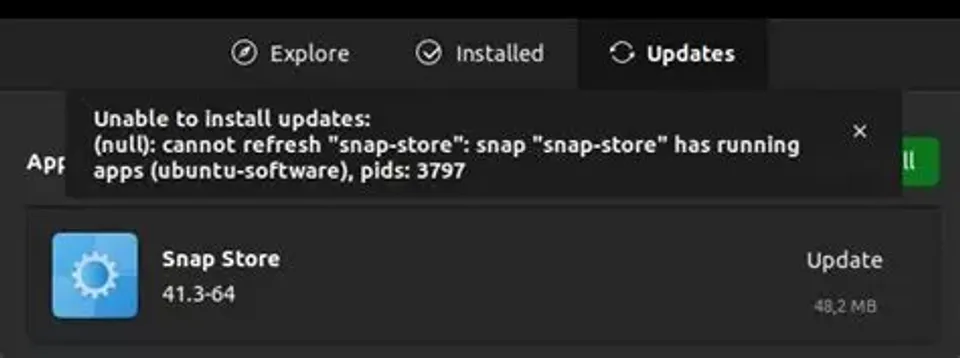 Ubuntu - Echec lors de la mise a jour du Snap Store