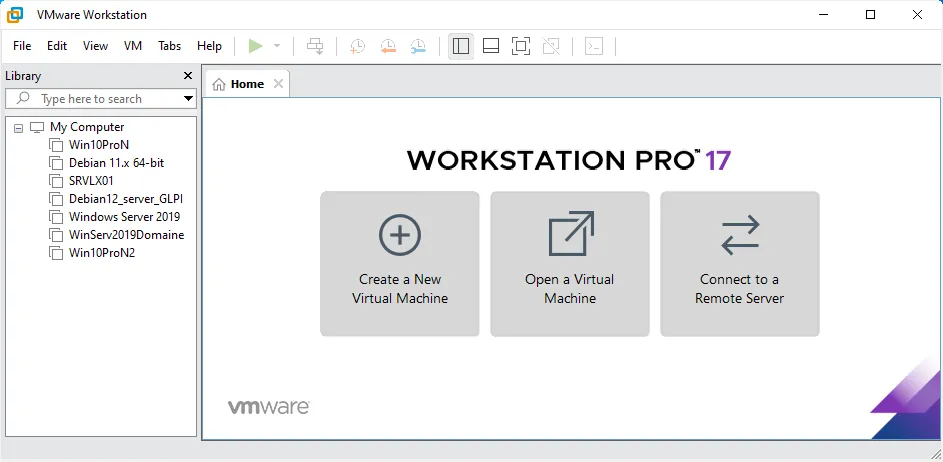 Créer une nouvelle VM avec VMware