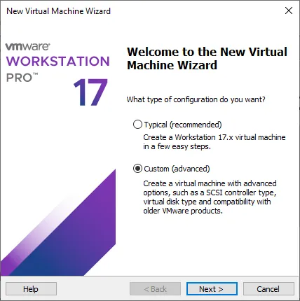 Choix du type d'installation de la VM