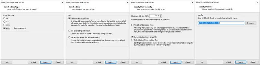 Configuration du disque de la VM