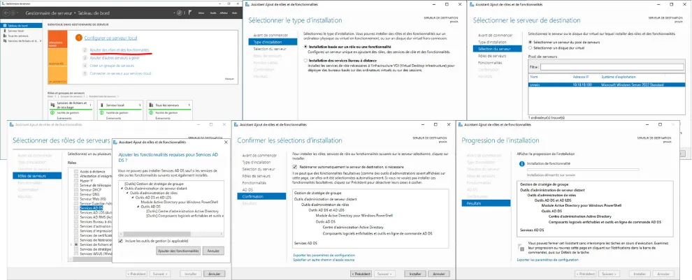 Étapes d'installation du rôle AD DS de Windows Server